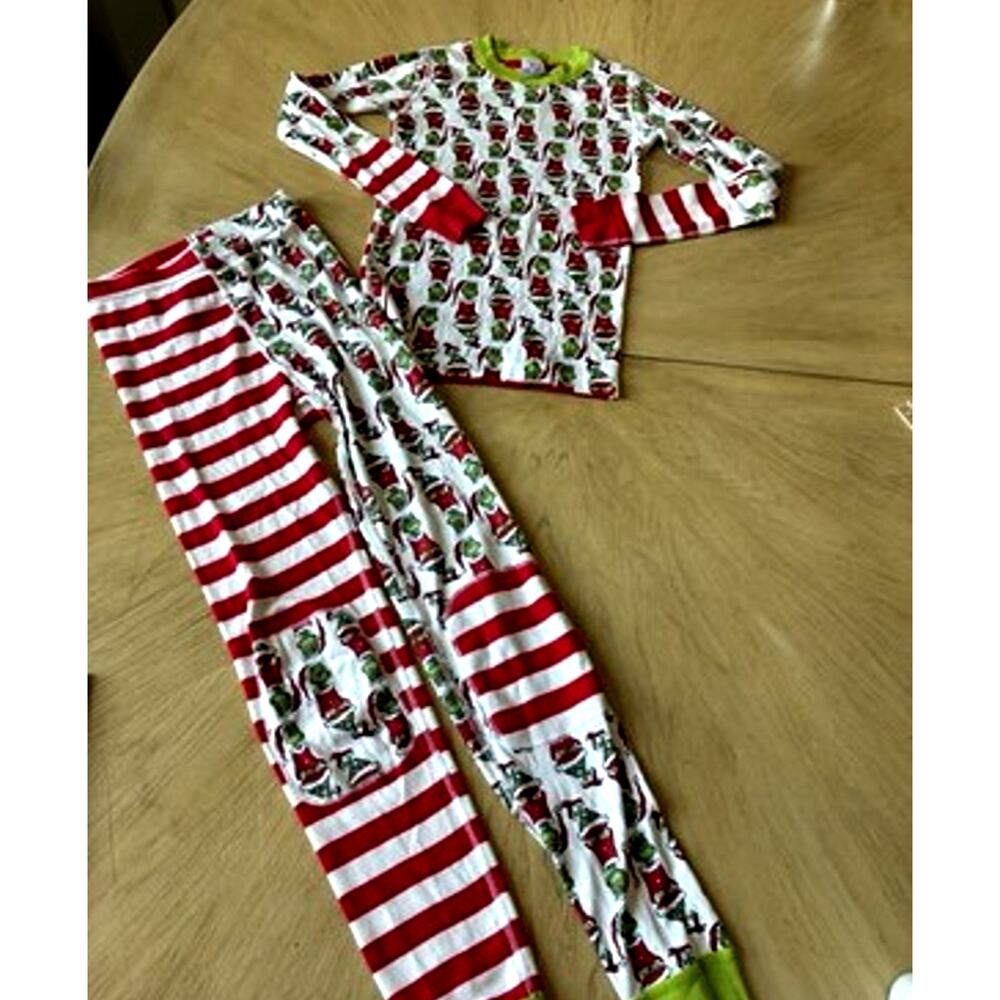 NEW Hanna Andersson Dr Seuss Grinch Christmas Long Johns Pajamas Set 2 Size 10